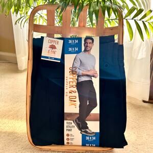 NWT Copper & Oak Men's Tech Utility Pants Straight Fit Black 36 X 34